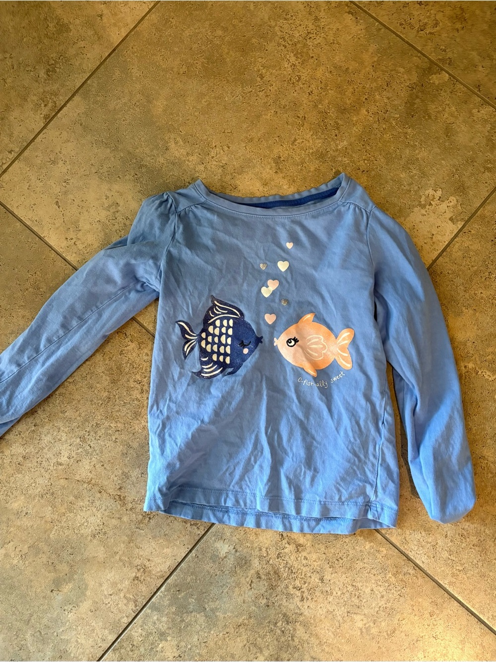 Gymboree Blue Long-Sleeve Fish Kiss Tee